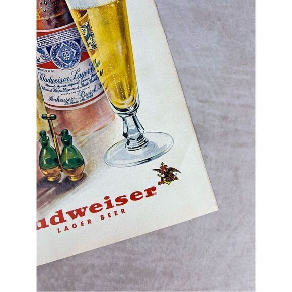 Vintage Original Print Ad 1951 Budweiser Beer Vintage Art RARE Busch Ad Mod MCM - Picture 3 of 5